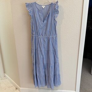 J. Crew Blue and White Striped Dress